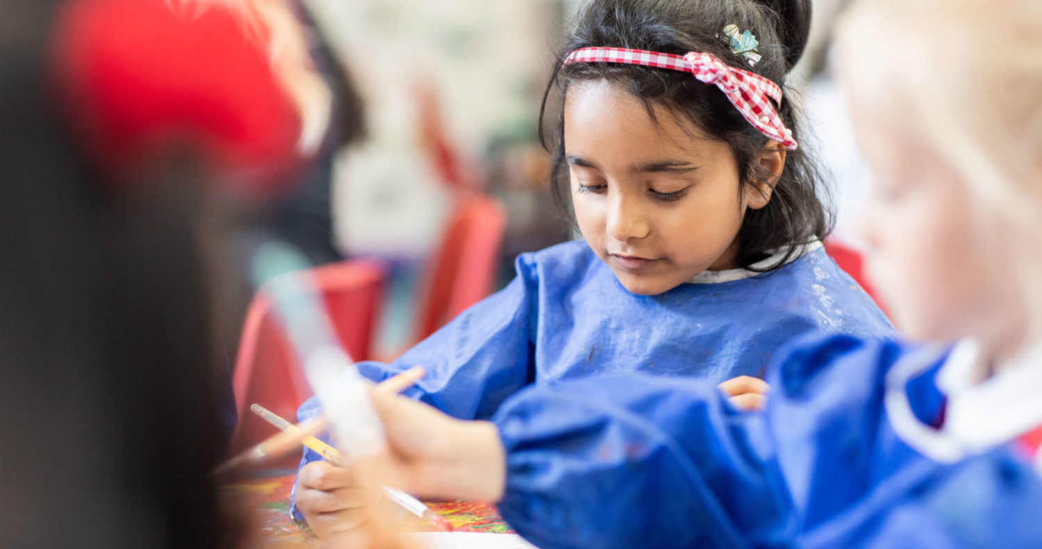 Pupils doing arts activities