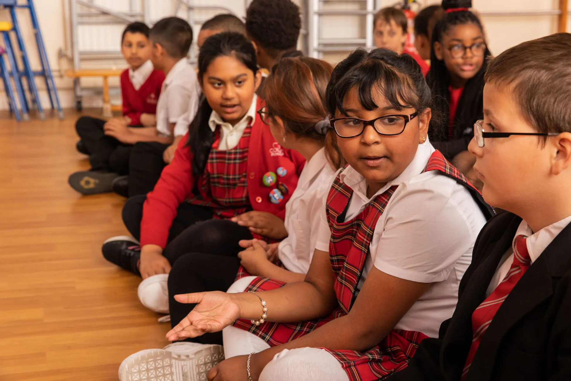 A group of children discussing
