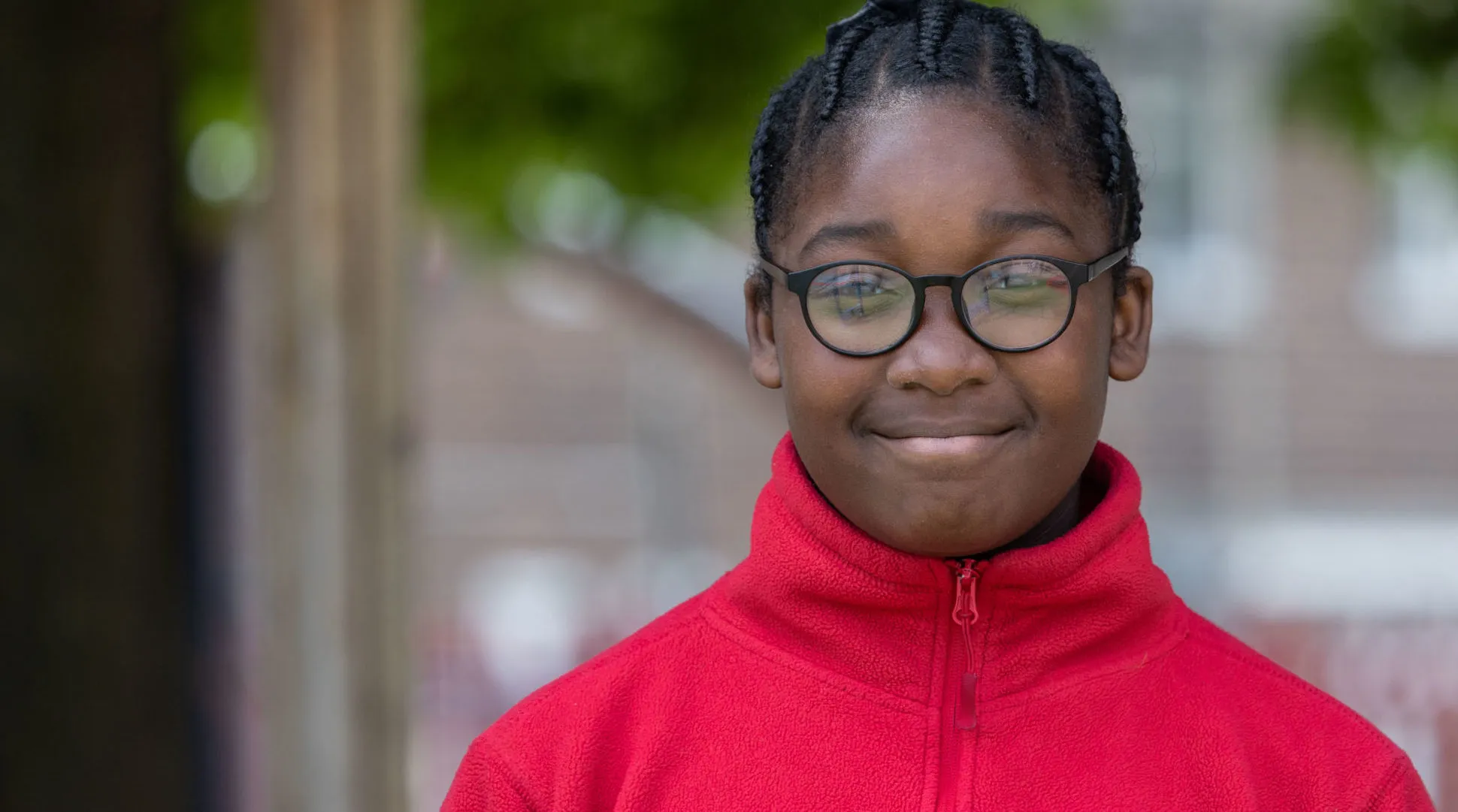 A girl smiling at a camera