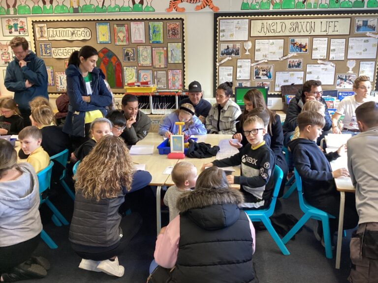 Children at Medows First school leading a session with adults on Rights Respecting language.
