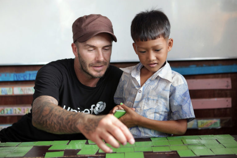 David Beckham meets children in Cambodia with Unicef