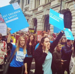 IMG_1480 Unicef UK Campaigners at the Welcome Refugees march in London in September 2016. Unicef UK/2016/Walker