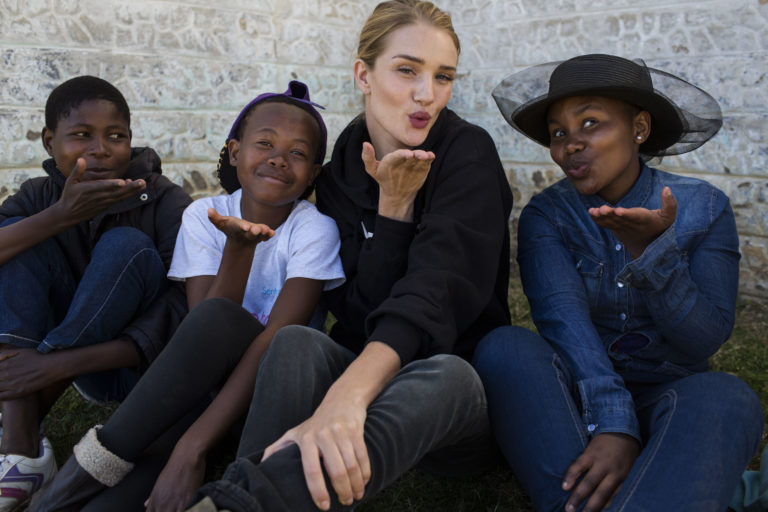 Rosie Huntington-Whiteley, model, actress and Unicef UK supporter at the Unicef-supported Sentabale Youth Club in Motsekuoa, Mafeteng district, Lesotho. Rosie met children affected by the current drought in the country, and saw how the children are using activities including song, dance and drama to deal with issues such as HIV/AIDS, violence and poverty. Rosie Huntington-Whiteley visited Lesotho in Southern Africa to meet children and families affected by extreme drought which has led to severe water and food shortages across east and southern Africa. More than 26 million children are in danger, with over 1.2 million children facing severe malnutrition. Unicef is working with governments and partners across Eastern and Southern Africa to reduce the impact of the drought and to provide life-saving humanitarian assistance, but humanitarian aid is not keeping pace with the tremendous needs of children. To support Unicef UK's work in east and southern Africa visit www.unicef.org.uk Motsekuoa, Lesotho, July 20, 2016