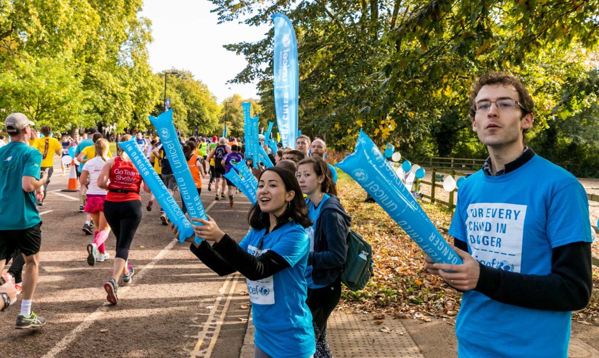 The Team UNICEF cheering squads around the course will get you over the line! Photo: Unicef/2017/Tsang