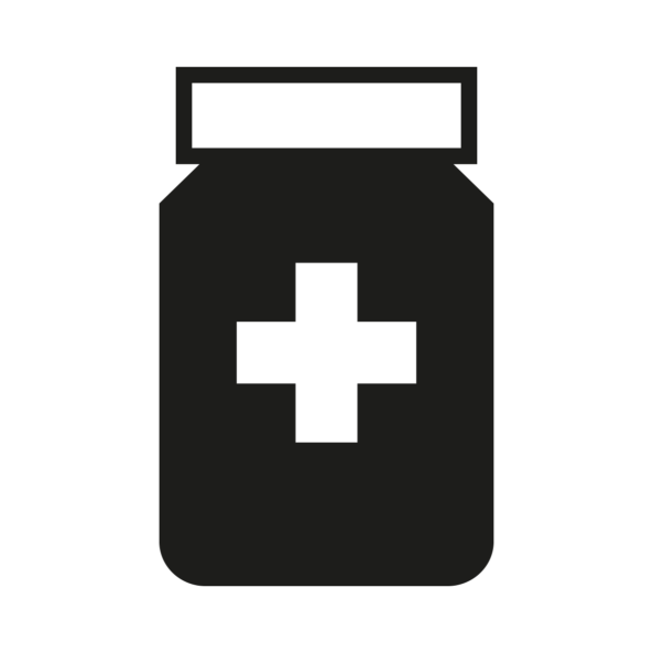 Icon, graphic: medicine bottle, vaccines, immunisation, healthcare