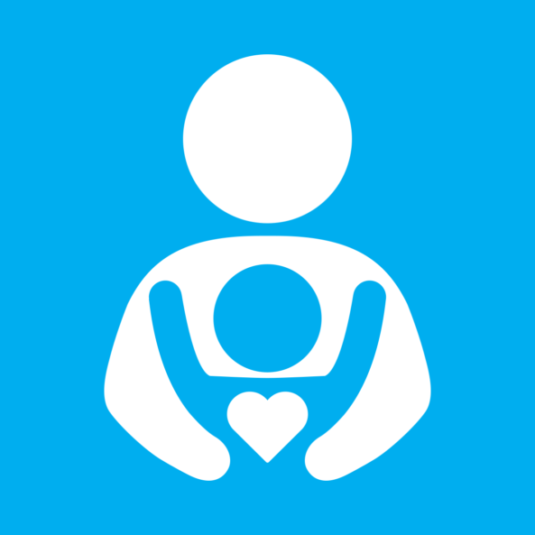 Icon, graphic: mother and child, happy healthy start, heart