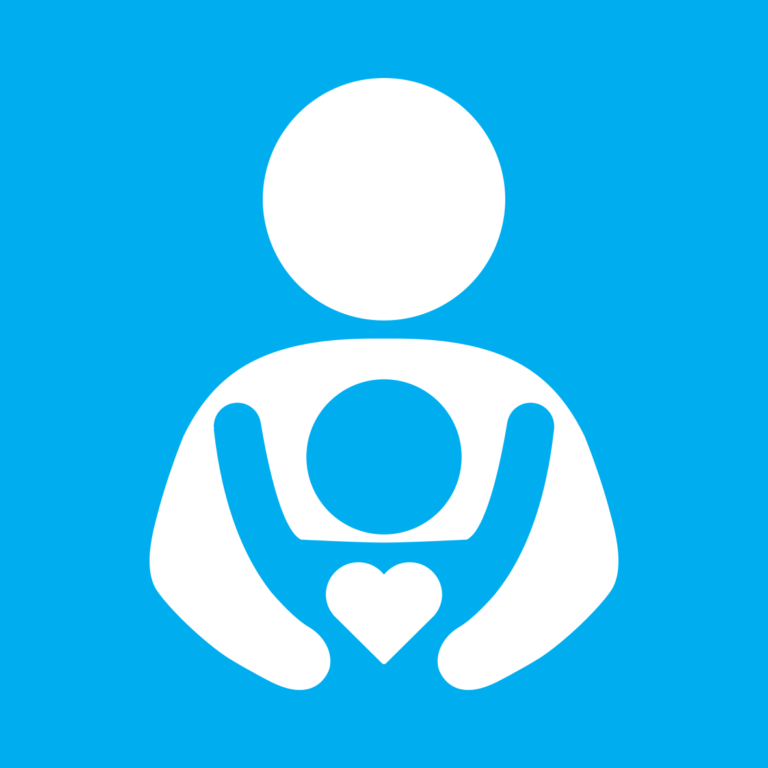 Icon, graphic: mother and child, happy healthy start, heart