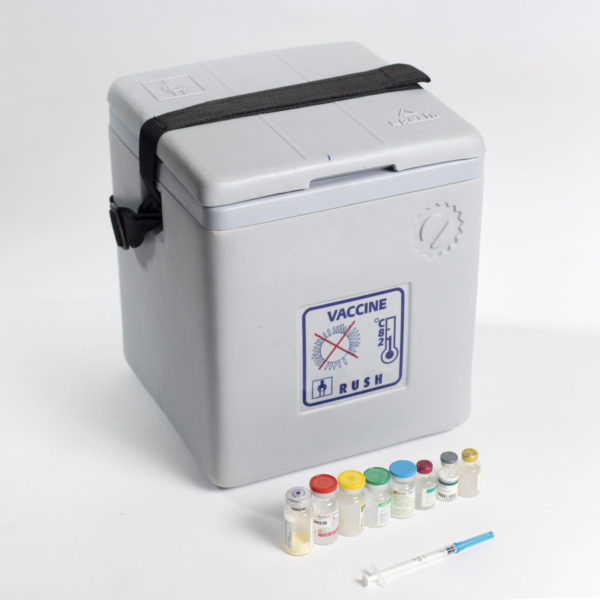 A cold storage box for vaccines