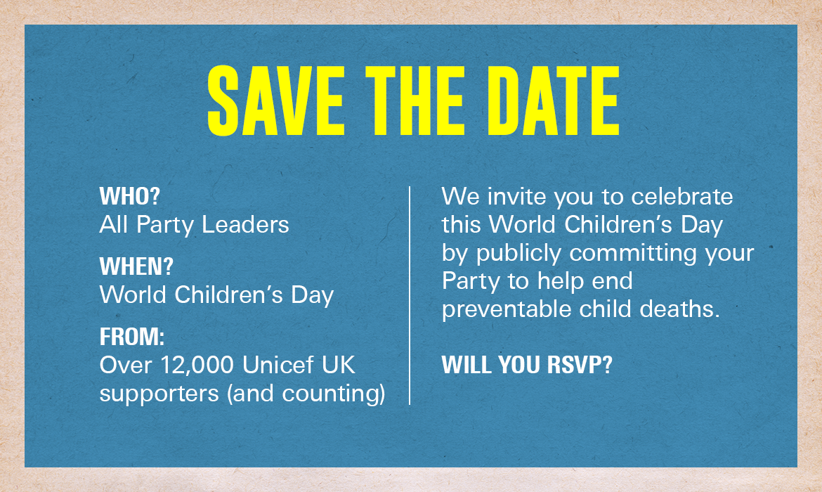 Save The Date to World Children's Day for General Election Party Leaders