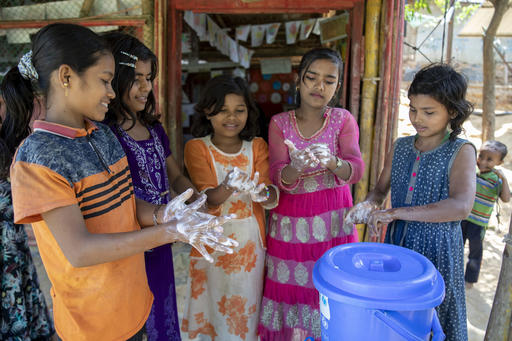 Girls handwashing