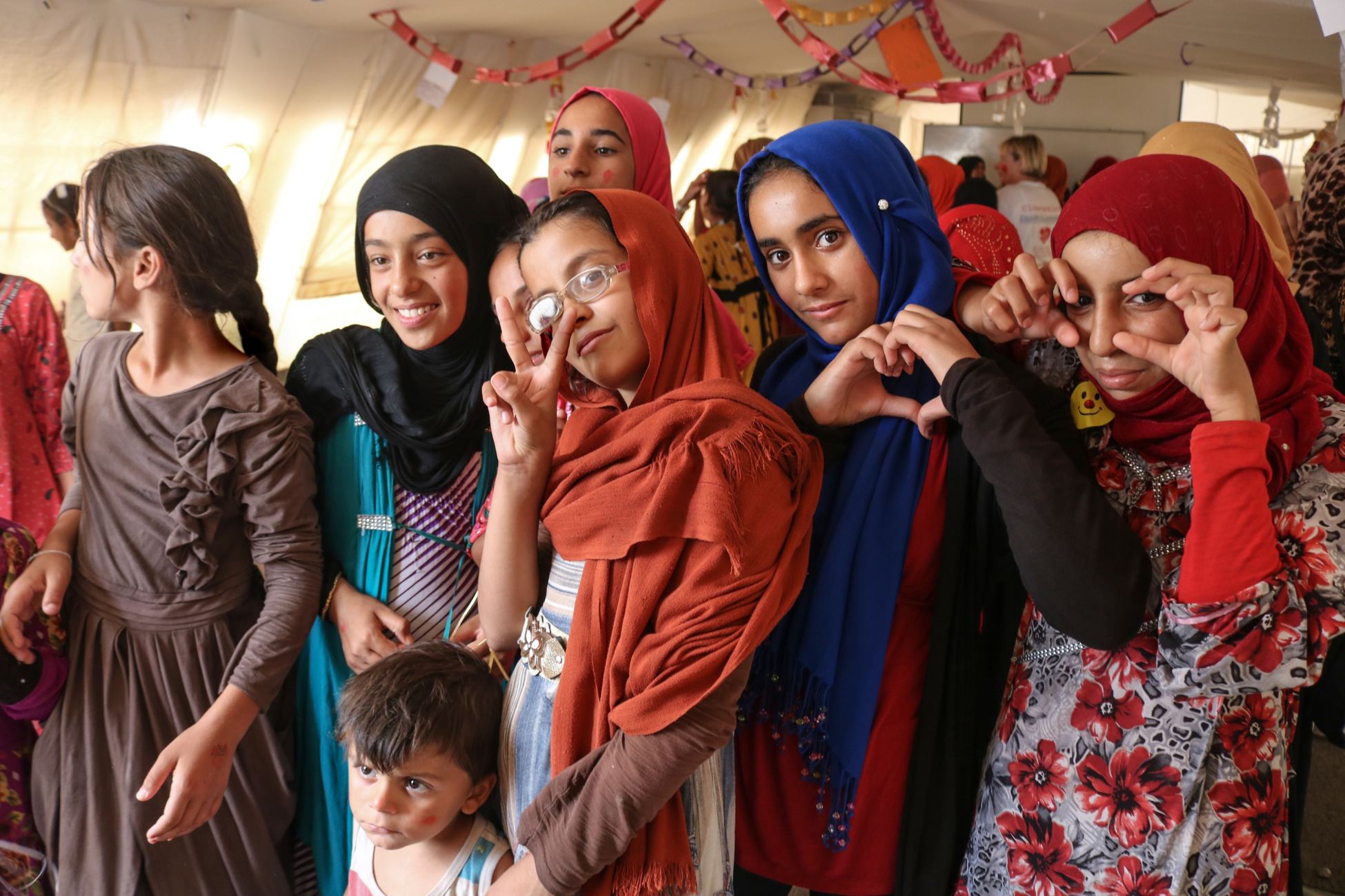 Young refugees in a displacement camp in Erbil, Iraq after fleeing Syria