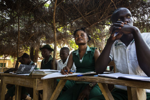 Children attending school in Sierra Leone.