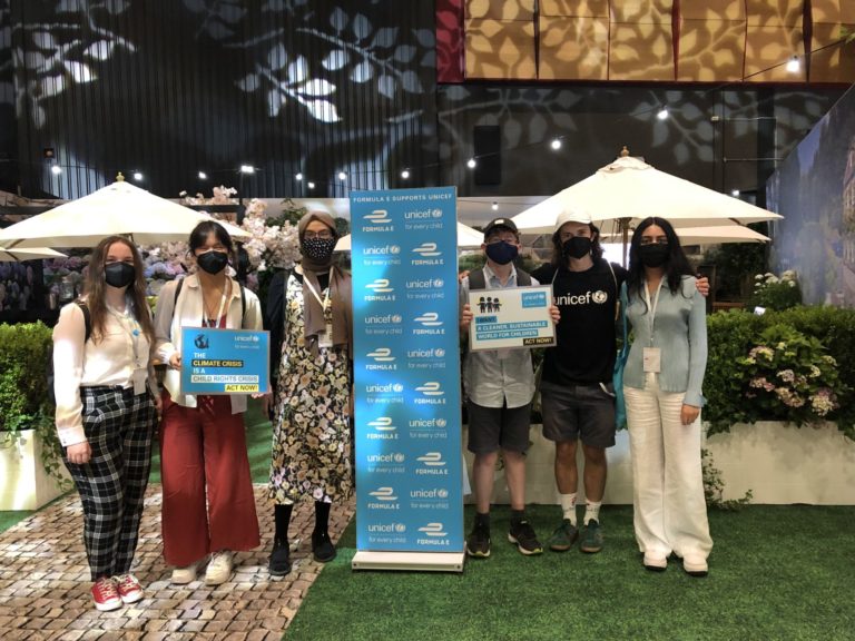 UNICEF UK's Youth Advisory Board attend the London E-Prix in 2021 with High Profile Supporter Cel Spellman