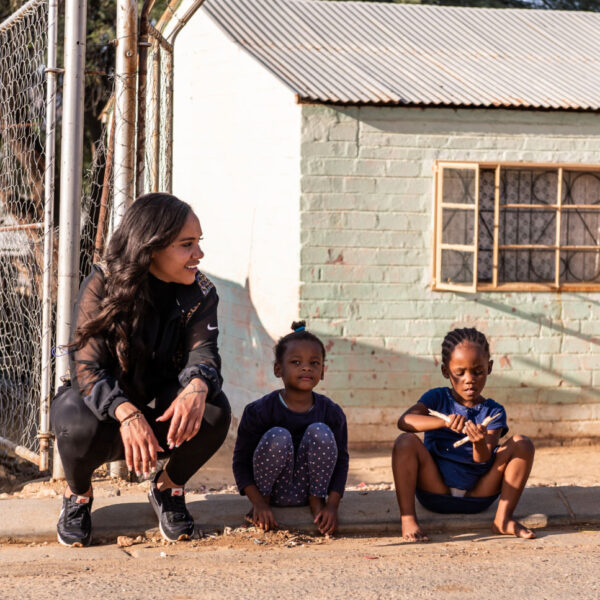 Alex Scott in Namibia with UNICEF