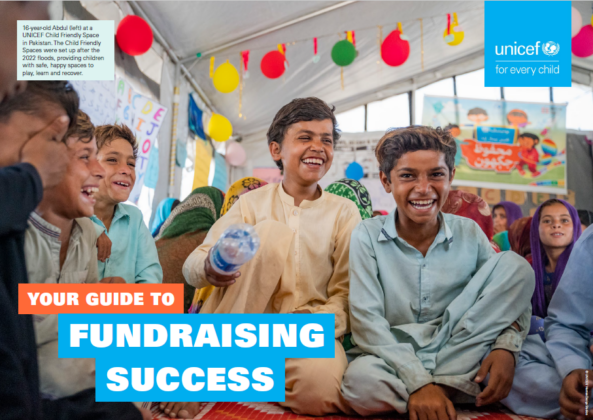Children playing together at a UNICEF Child Friendly Space in Pakistan.
