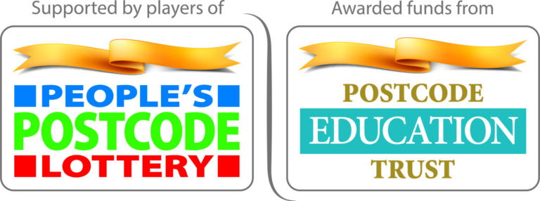 A logo of the People's Postcode Lottery and the Postcode Education Trust partnership