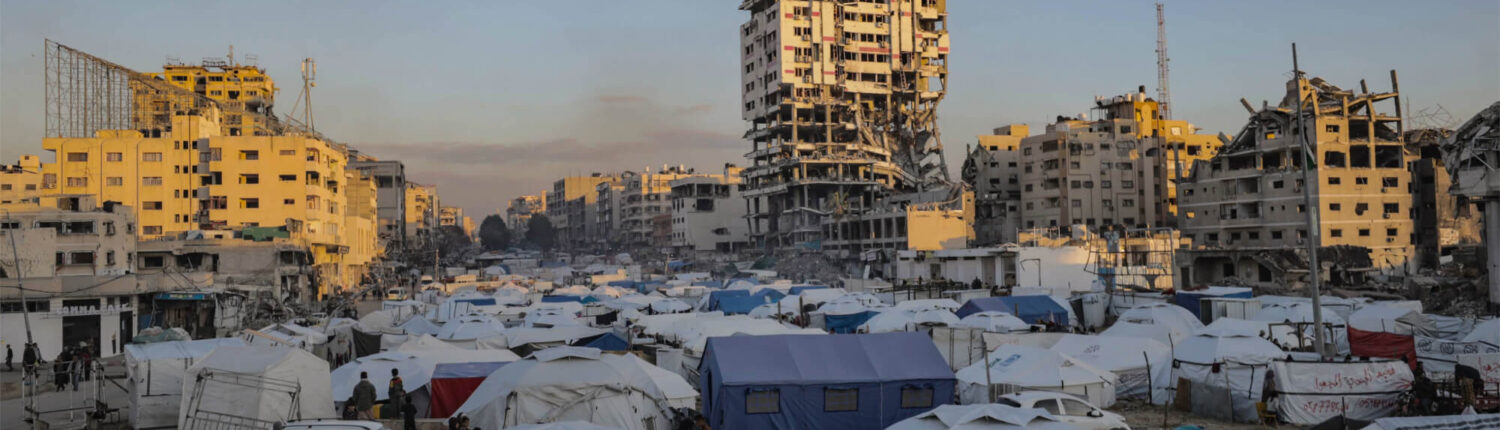 Tents and makeshift shelters line the streets, as the centre of Gaza City has become a vast refugee camp.