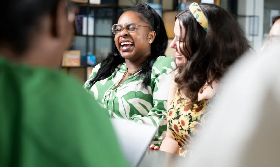a female employee from UNICEF UK laughing